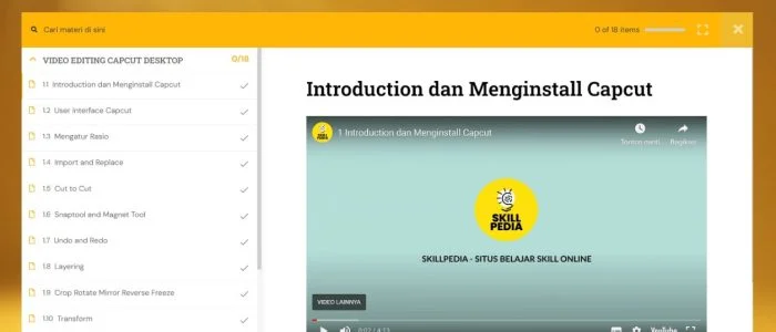 Halaman belajar Skillpedia